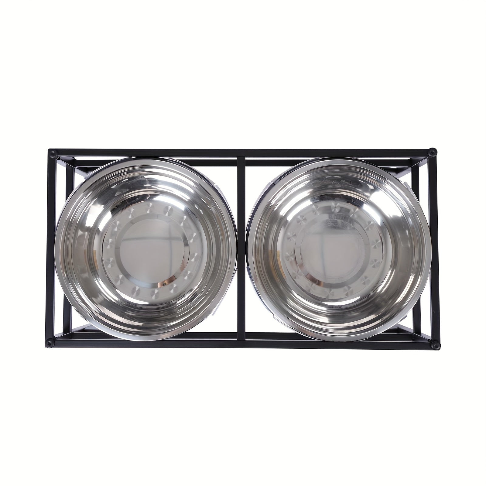 Stabiler Halter aus Eisen für Hundenäpfe und 2 Näpfe aus Edelstahl